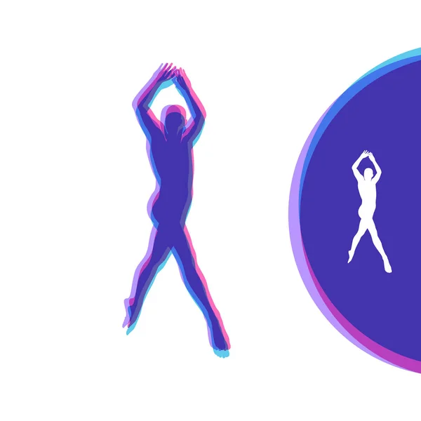 Silueta de una bailarina. Gimnasta. El hombre está posando y bailando. Símbolo deportivo. Bailarina de puntillas. Elemento de diseño. Ilustración vectorial . — Vector de stock