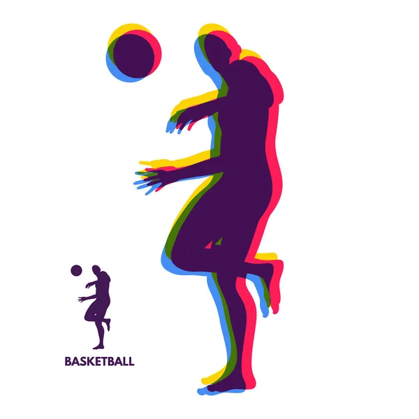 Баскетболист с мячом. Символ спорта. Элемент дизайна. Векторная миграция . — стоковый вектор
