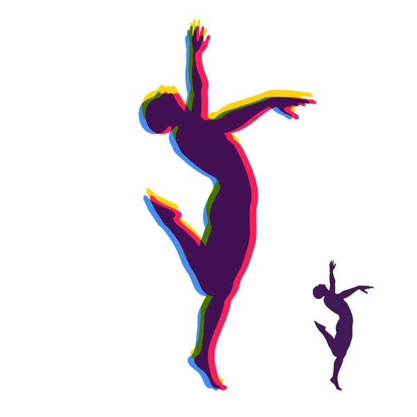 Silueta de una bailarina. Gimnasta. El hombre está posando y bailando. Símbolo deportivo. Elemento de diseño. Ilustración vectorial . — Vector de stock