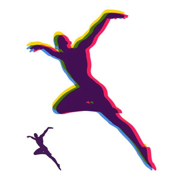 Silueta de una bailarina. Gimnasta. El hombre está posando y bailando. Símbolo deportivo. Elemento de diseño. Ilustración vectorial . — Archivo Imágenes Vectoriales