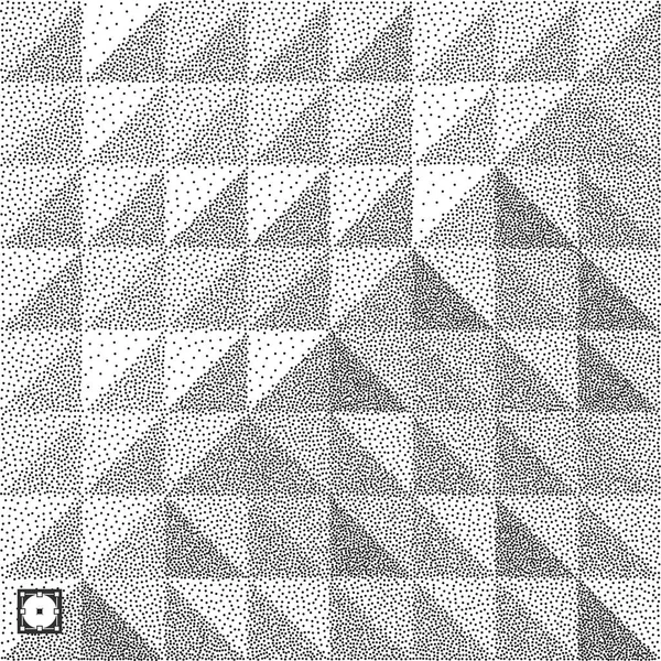 Geometric triangles background. Mosaic. Black and white grainy dotwork design. Pointillism pattern. Stippled vector illustration. — Stock Vector