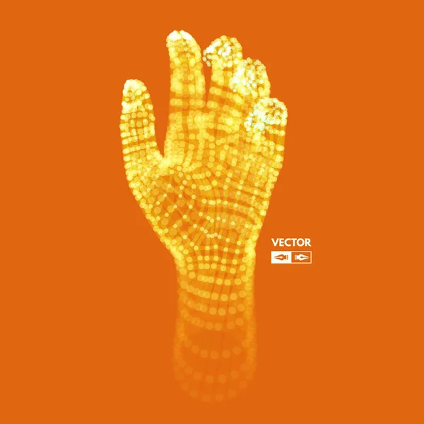 Menselijke wapen Hand Model. Structuur van de verbinding. Technologie van de toekomst concept. 3D-vectorillustratie. — Stockvector