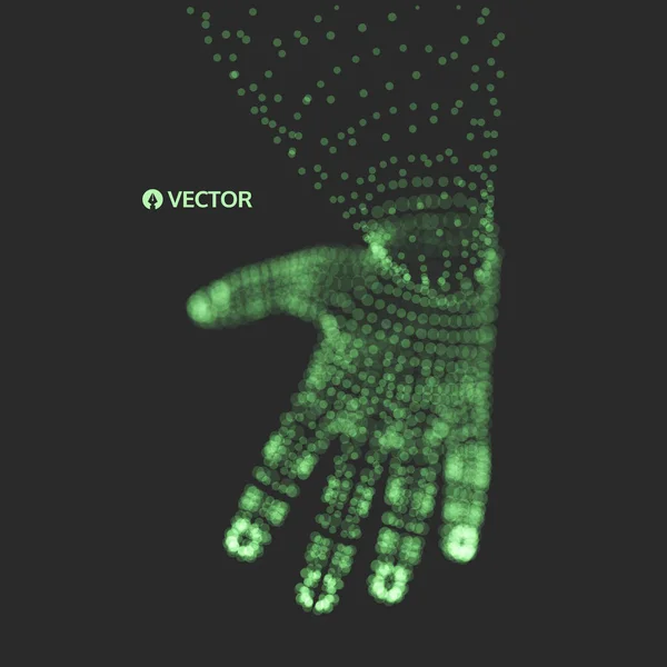 Menschlicher Arm. Handmodell. Verbindungsstruktur. Technologiekonzept der Zukunft. 3D-Vektor-Illustration. — Stockvektor