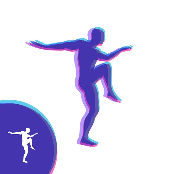 Silueta de una bailarina. Gimnasta. El hombre está posando y bailando. Símbolo deportivo. Elemento de diseño. Ilustración vectorial . — Archivo Imágenes Vectoriales