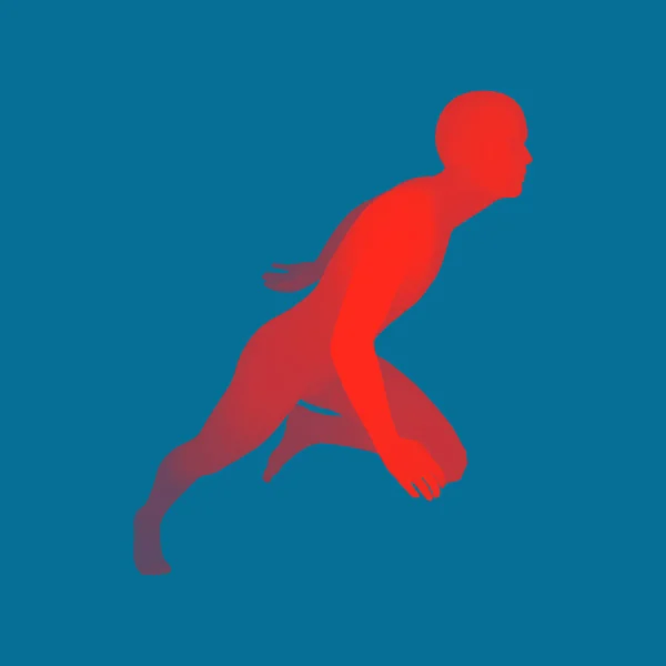 Hombre corriendo 3d. Diseño para Deporte, Negocios, Ciencia y Tecnología. Ilustración vectorial. Cuerpo humano . — Vector de stock