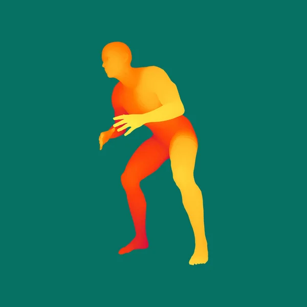 Combatiente. Concepto deportivo. Modelo 3D del Hombre. Cuerpo humano. Símbolo deportivo. Elemento de diseño. Ilustración vectorial . — Archivo Imágenes Vectoriales