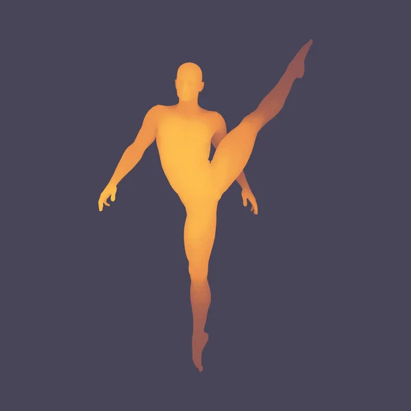体操 選手。人間の3Dモデル 人体モデルアイコン健康とフィットネスコミュニティのための体操活動。ベクトルイラストレーション. — ストックベクタ