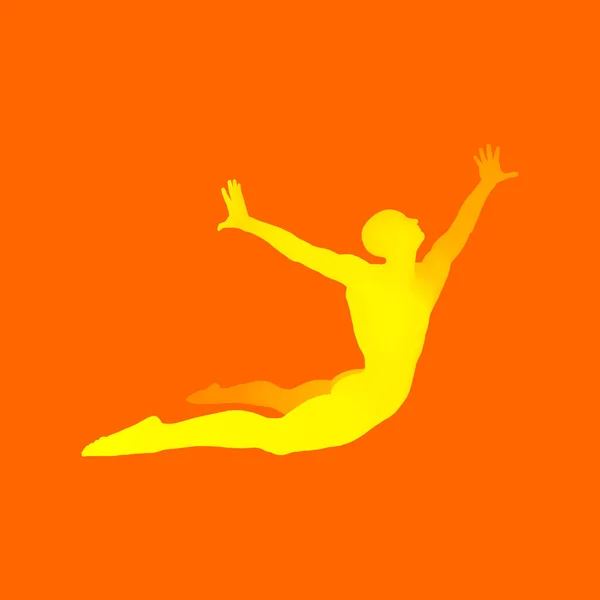 Springen Man. 3D-Model van het menselijk lichaam Man.. Sport symbool. Ontwerpelement for Business, Science and Technology. Vectorillustratie. — Stockvector