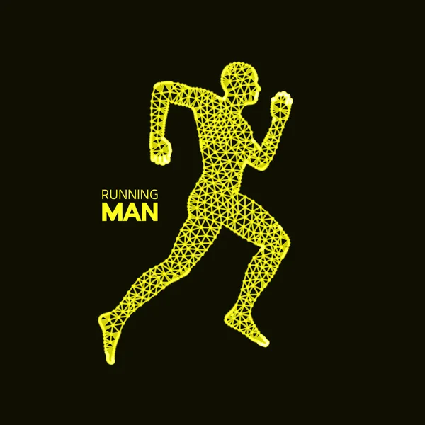 3d homem correndo. Design para Desporto, Negócios, Ciência e Tecnologia. Ilustração vetorial. Corpo humano . — Vetor de Stock