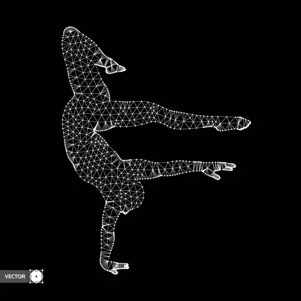 O homem está posando e dançando. Um dançarino executa elementos acrobáticos. modelo 3d do homem. Símbolo desportivo. Elemento de design. Ilustração vetorial . — Vetor de Stock