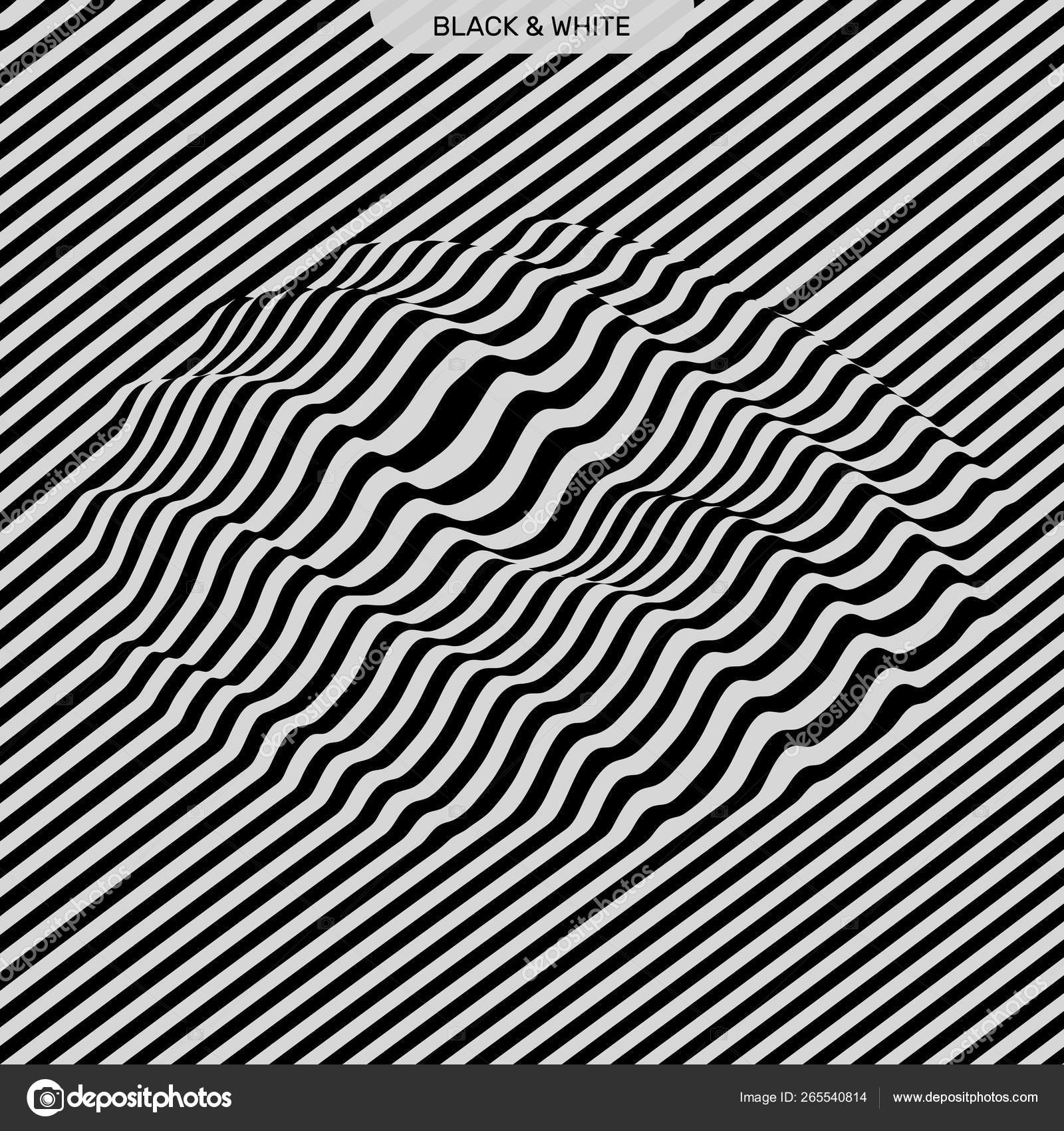3D wavy background. Dynamic effect. Black and white design. Pattern