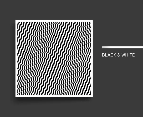 Fondo rayado abstracto blanco y negro. Arte óptico. Plantilla de diseño. Ilustración vectorial 3D . — Vector de stock