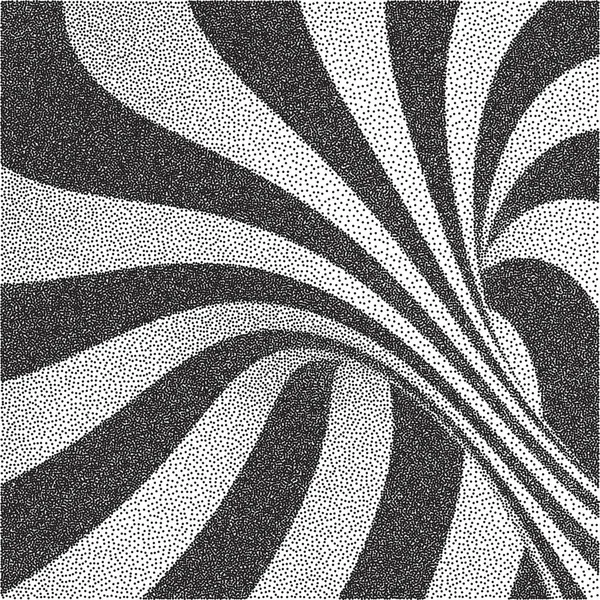 抽象的な渦巻き背景。黒と白の粒状のデザイン。ポイントリズムパターン。スティッピング効果。ベクトルイラスト. — ストックベクタ