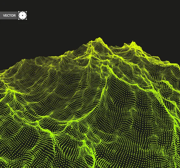 Contexto da paisagem. Terreno. Rede do ciberespaço. Ilustração vetorial de tecnologia 3D . —  Vetores de Stock