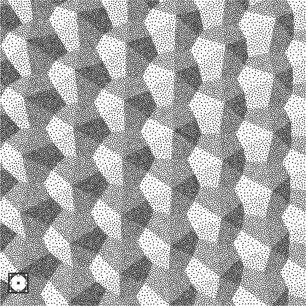 Geometrische driehoeken achtergrond. Mozaïek. Zwart-wit korrelig ontwerp. Pointillisme patroon. Stippling effect. Vectorillustratie. — Stockvector