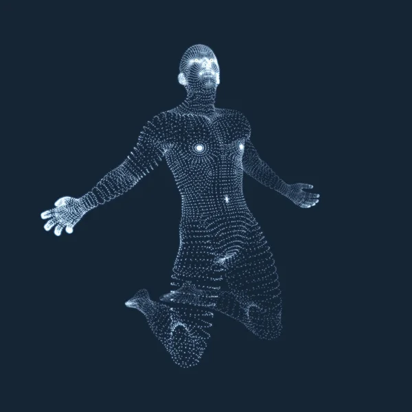 3D model of Man. muž, který se modlí. Koncept pro náboženství, uctívání, lásku a spiritualita. Vektorové ilustrace. — Stockový vektor