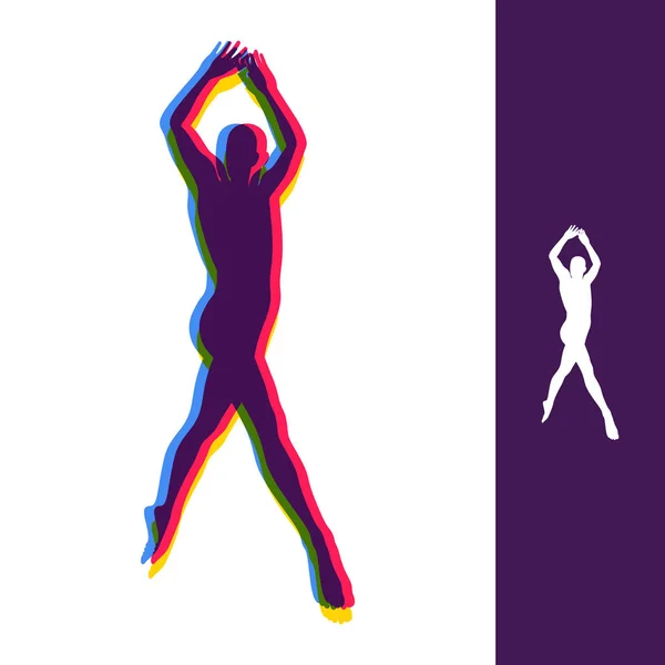 Silueta de una bailarina. Gimnasta. El hombre está posando y bailando. Símbolo deportivo. Bailarina de puntillas. Elemento de diseño. Ilustración vectorial . — Vector de stock