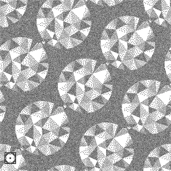 Geometric pattern with gems. Black and yellow grainy dotwork design. Pointillism pattern. Stippled vector illustration. — Stock Vector