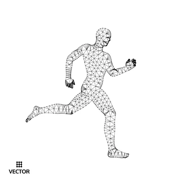 3d Uomo Corrente. Design per lo sport, le imprese, la scienza e la tecnologia. Illustrazione vettoriale. Corpo umano . — Vettoriale Stock