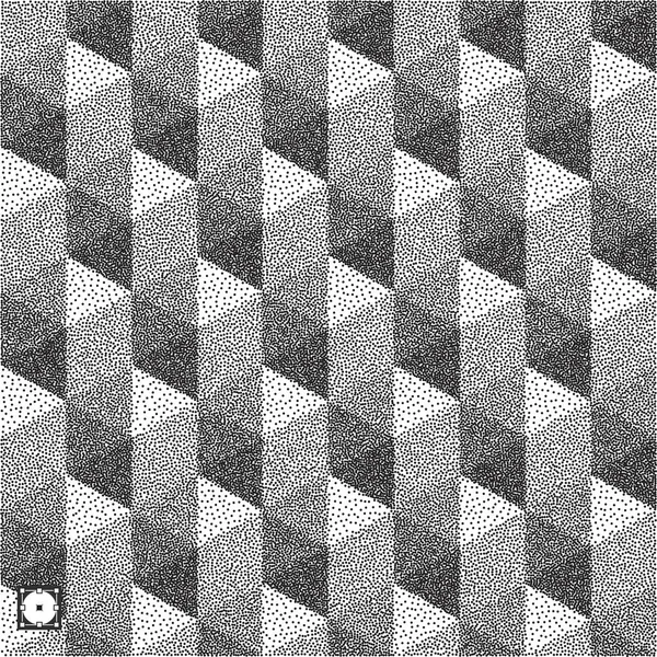 Geometric triangles background. Mosaic. Black and white grainy design. Pointillism pattern. Stippling effect. Vector illustration. — Stock Vector