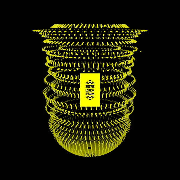 Array med dynamiska partiklar. 3D-teknik stil. Abstrakt bakgrund. Vektorillustration. — Stock vektor