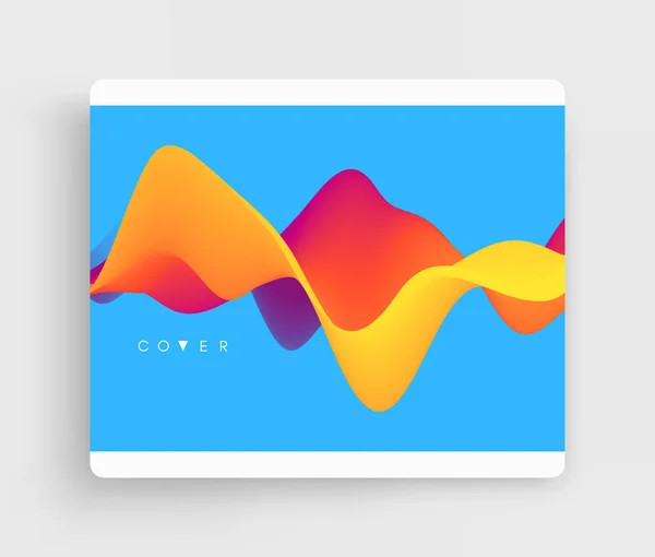 Modelo de design de capa de álbum. Fundo abstrato com gradiente de cor. Onda sonora em movimento. Aplicável para cartazes, folhetos, banners, brochuras, planejadores ou cadernos. Ilustração vetorial . —  Vetores de Stock