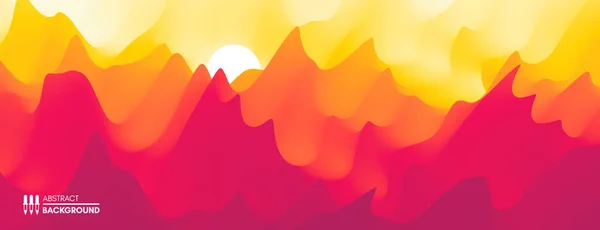 Krajobraz z górami i słońcem. Zachód słońca. Górski teren. Abstrakcyjne tło. Ilustracja wektora. — Wektor stockowy
