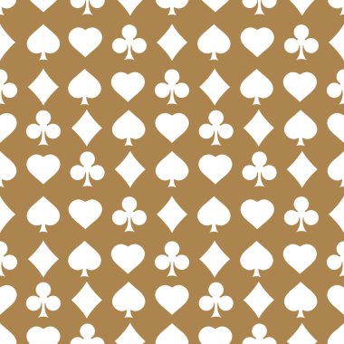 Seamless pattern with card suits. Endless background of hearts, diamonds, clubs, spades for design. Can be used for textiles, interior design, website background. clipart