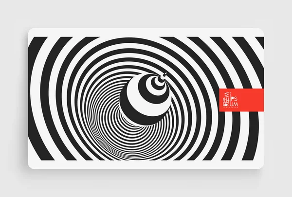 Black and white background with optical illusion. Pattern can be used as a template for brochure, annual report, magazine, poster, presentation, flyer and banner. 3d vector illustration. — Stock Vector