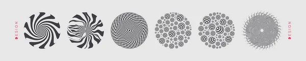 Rayas en círculo. Elemento abstracto para impresión o diseño. Arte 3d en blanco y negro. Ilustración vectorial en estilo futurista . — Vector de stock