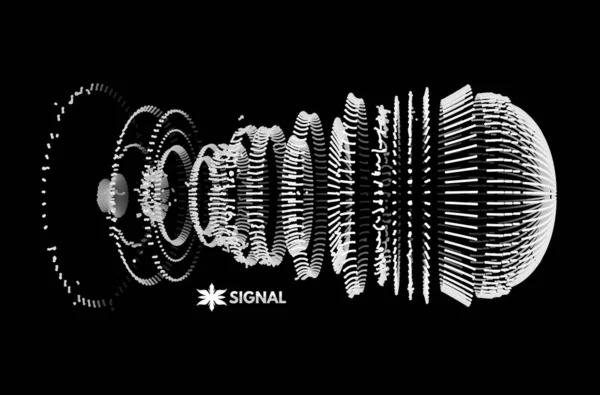 Array com partículas dinâmicas. Estilo de tecnologia 3D. Fundo abstrato. Ilustração vetorial. — Vetor de Stock