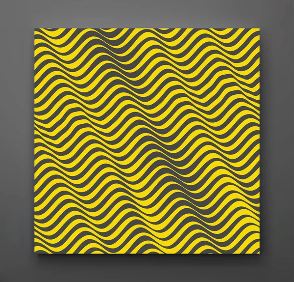 Black and yellow design. Pattern with optical illusion. Abstract 3D geometrical background. Vector illustration. — Stock Vector