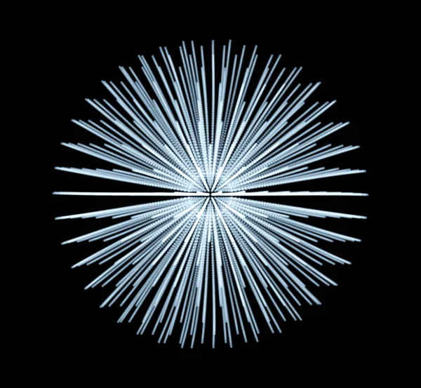 Esfera abstracta 3d. Array con partículas dinámicas. Elemento científico y tecnológico moderno. Ilustración vectorial. — Vector de stock