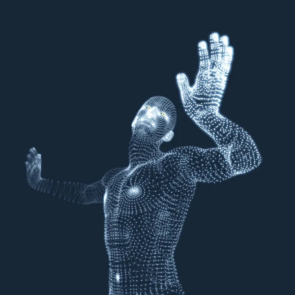 Modelo 3D del Hombre. Cuerpo humano. Elemento de diseño. Ilustración vectorial — Vector de stock
