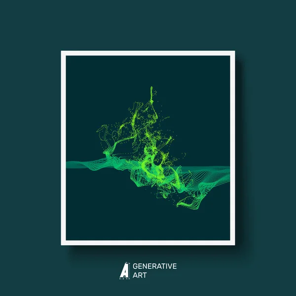 模倣は水しぶき。動的配列には、粒子が放出されます。教科書、小冊子またはノートブックのモックアップ。ビジネス パンフレット。カバー デザイン テンプレートです。ジェネレーティブ アート。ベクトル図. — ストックベクタ