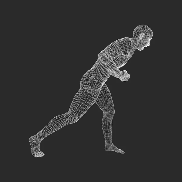 Lutador. Modelo 3D do Homem. Corpo Humano. Símbolo do desporto. Elemento de design. Ilustração vetorial . — Vetor de Stock