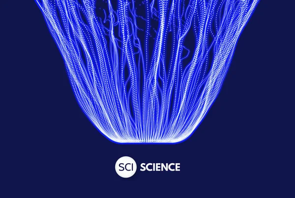 Array mit dynamischen Teilchen. 3D-Molekularobjekt für Medizin, Wissenschaft, Technologie, Chemie und Biologie. Vektorillustration. — Stockvektor