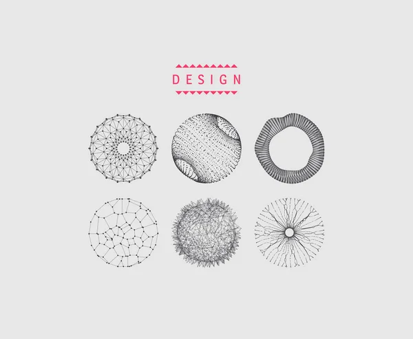 Sphere with connected lines and dots. Wireframe illustration. Abstract 3d grid design. Technology style. — Stock Vector
