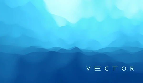 Fondo abstracto azul. Paisaje realista con olas. Plantilla de diseño. 3d vector ilustración. — Vector de stock