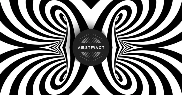 Black and white abstract striped background. Pattern with optical illusion. 3d surreal vector illustration. — Stock Vector