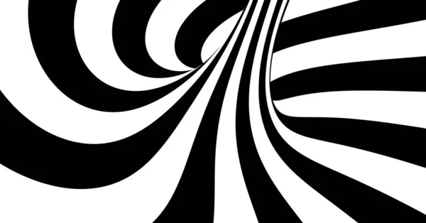 Patrón con ilusión óptica. Diseño blanco y negro. Fondo rayado abstracto. Ilustración vectorial. — Archivo Imágenes Vectoriales