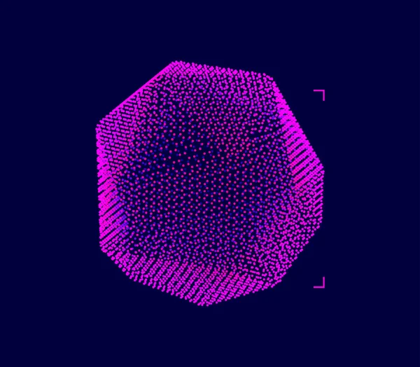 Cristal formado por pequeñas partículas. Objeto con puntos. Rejilla molecular. 3d ilustración vectorial. Estructura de conexión futurista para la educación y la ciencia. — Archivo Imágenes Vectoriales