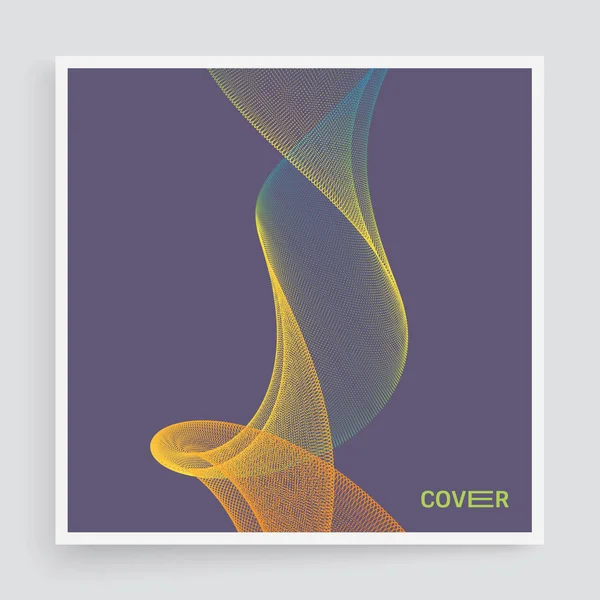 Cover-Design-Vorlage. Farbe Rauch fließt auf violettem Hintergrund. abstrakte digitale Kunst. 3D-Vektorillustration mit dynamischen Teilchen. — Stockvektor
