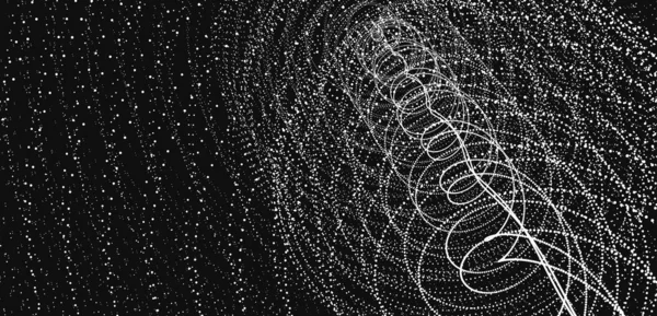 Масив з динамічними частинками. Вихор з підключеними крапками. Анотація науки або технології. 3d Векторні ілюстрації . — стоковий вектор