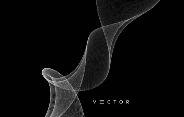 Corriente de humo que consiste en pequeñas partículas. Diseño abstracto de rejilla con partículas dinámicas. 3d vector ilustración. — Vector de stock