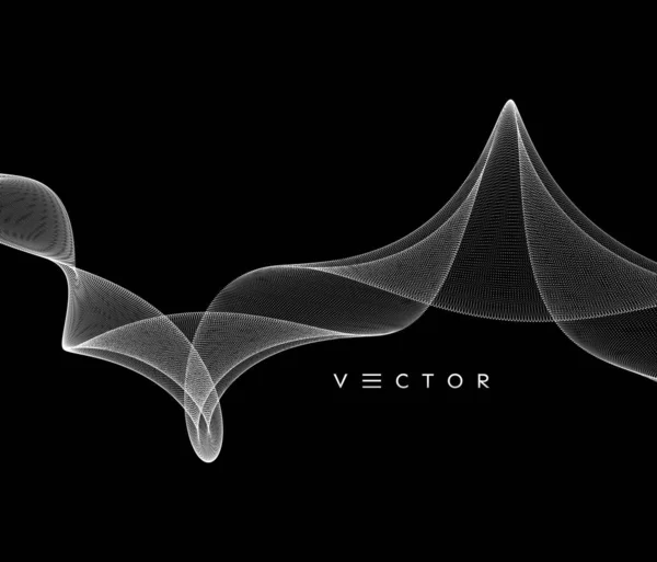 Küçük parçacıklardan oluşan duman akımı. Dinamik parçacıklarla soyut şebeke tasarımı. 3d vektör illüstrasyonu. — Stok Vektör