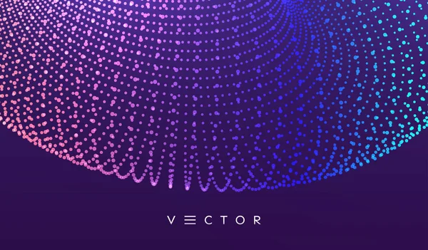 Układ z dynamicznymi cząstkami. Styl technologii 3D. Abstrakcyjne tło. Ilustracja wektora. — Wektor stockowy