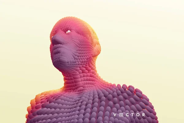 Torso Humano Abstracto Ilustración Vectorial Compuesta Partículas — Vector de stock