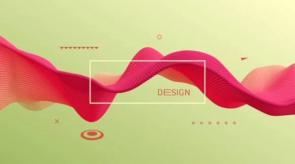 Fondo Ondulado Array Con Partículas Emitidas Dinámicamente Una Ola Formada — Vector de stock