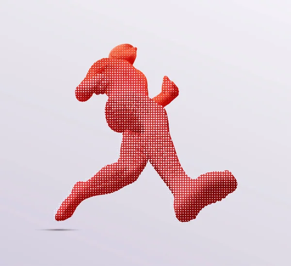 跑步的人或马拉松选手 3D人体模型 体育设计 由粒子组成的矢量图 — 图库矢量图片